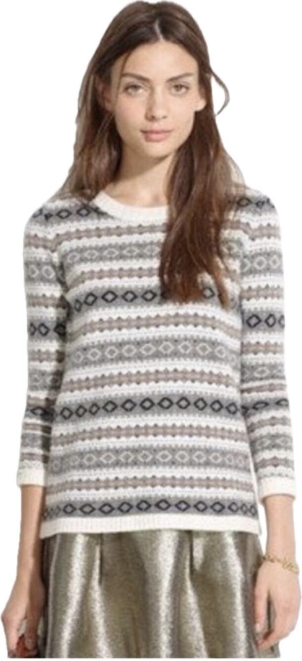 Madewell Merino Wool Fair Isle Sweater Women's M Ivory Gray